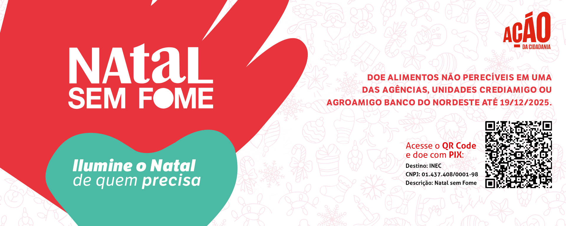 Acesse o QR Code e doe para a Campanha do Natal sem Fome
